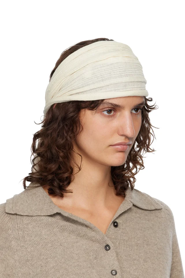 Lauren Manoogian Off-White Plisse Headband, photo 2 of 4 from SSENSE