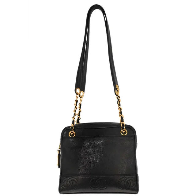 Chanel 1996-1997 Black Caviar Skin Triple CC Shoulder Tote Bag in Black Caviar leather from AMORE Vintage Tokyo