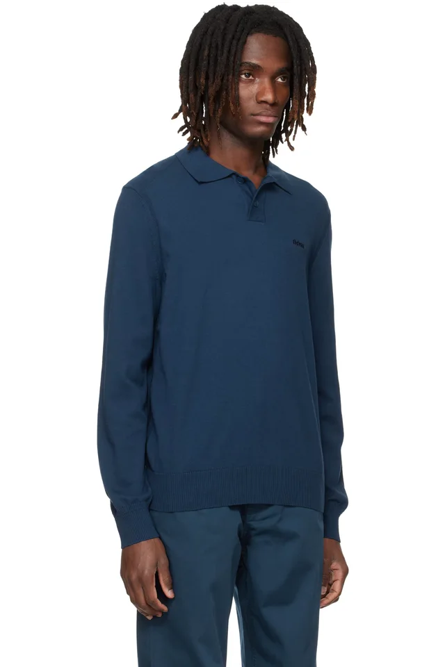 BOSS Navy Logo Embroidery Polo, photo 2 of 2 from SSENSE