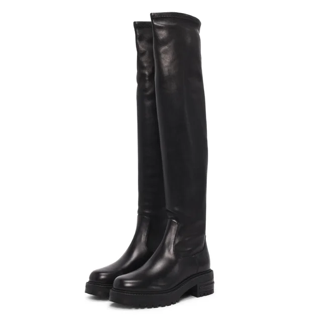 Dior Stretch Lambskin D-Fight Over-the-Knee Boots 36.5 in Black Lambskin from Blue Spinach