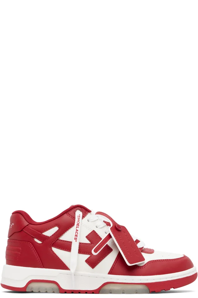 Red & White Out Of Office Calf Leather Sneakers