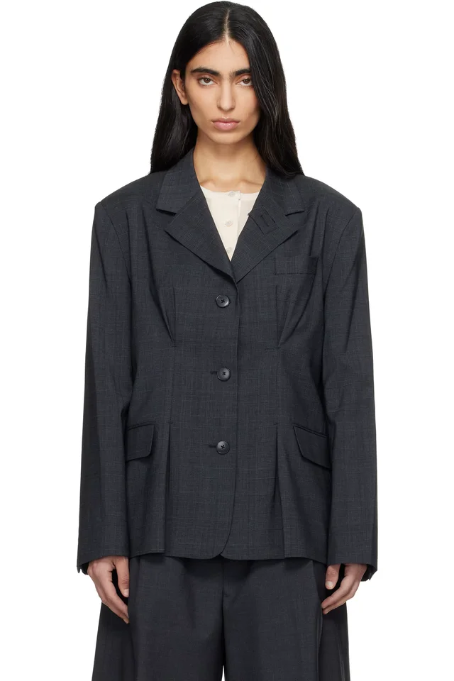 Gray Inverted Pleat Blazer, image 1 of 1 from SSENSE