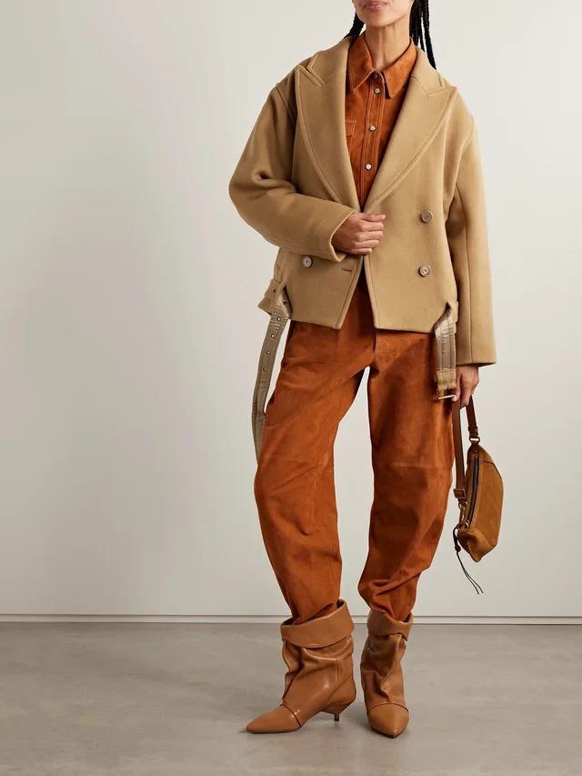 ISABEL MARANT Warna double-breasted belted wool-blend felt coat in Brown, photo 2 of 2 from NET-A-PORTER (Canada)