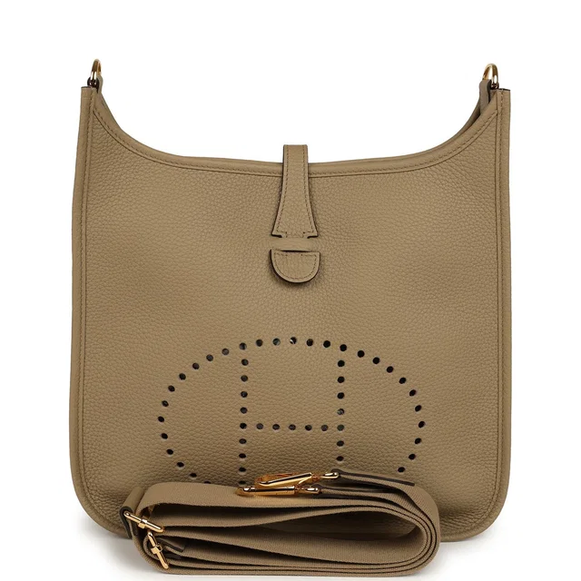 Hermès Evelyne III PM Beige Marfa Clemence Gold Hardware in Beige Clemence leather from Madison Avenue Couture