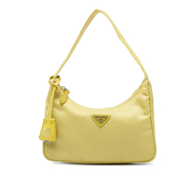 Yellow Prada Mini Tessuto Re Edition 2000 Shoulder Bag in Yellow Nylon from Designer Revival