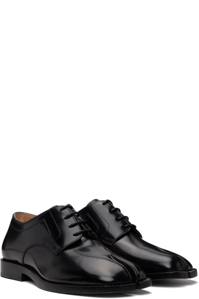 Maison Margiela Black Tabi Lace-Up Derbys, photo 4 of 5 from SSENSE