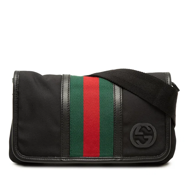 Black Gucci Nylon Interlocking G Web Belt Bag in Black Nylon from Designer Revival
