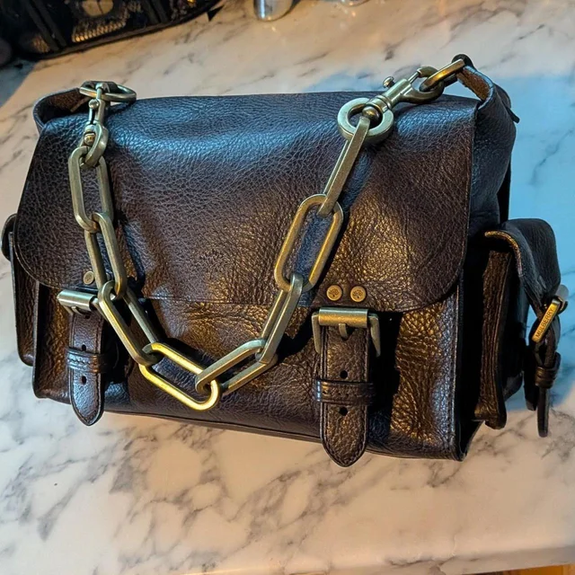 Mulberry Women's Leather Bag - Brown/Gold in gold|brown|red Leather from Depop, photo 1 of 1