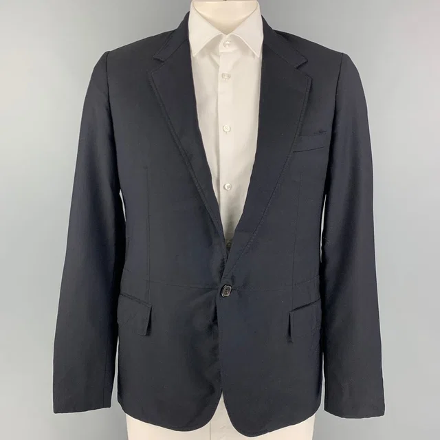 Lanvin Size 42 Navy Cupro Notch Lapel Sport Coat in blue from Poshmark