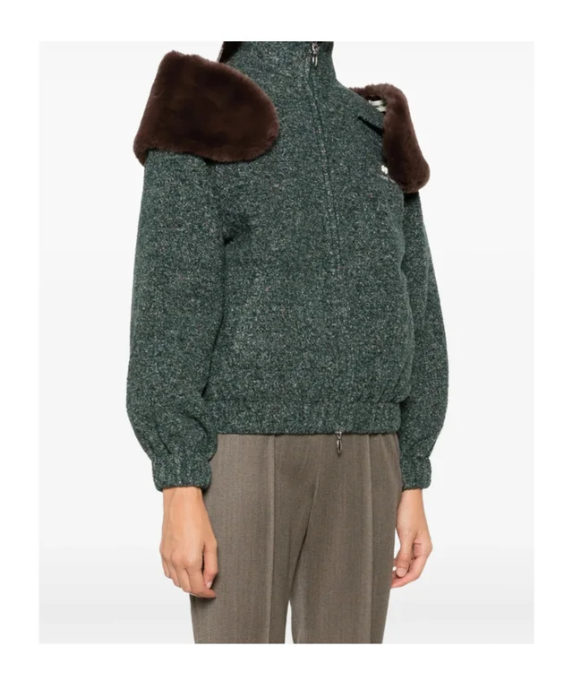 SHUSHU TONG faux-fur trim zip-up jacket, photo 2 of 3 from SENSER