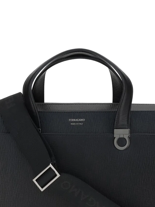 Ferragamo Shoulder Bag — Black Calf Leather in Black Calfskin from HEWI