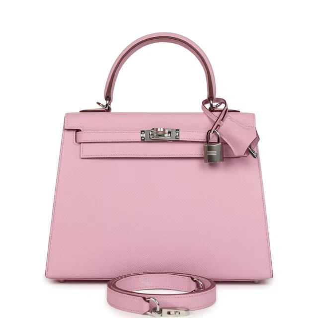 Hermès Kelly Sellier 25 Mauve Sylvestre Epsom Palladium Hardware in Epsom leather from Madison Avenue Couture