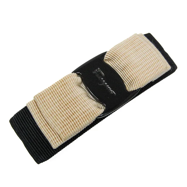 Ferragamo Vara Cotton,Metal Women's Barrette Black,Yellow in Black/Yellow Cotton, Metal from Elady