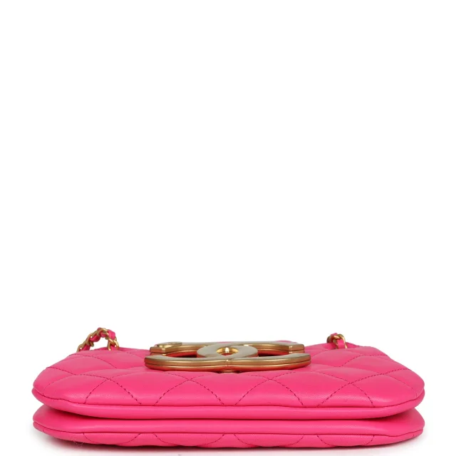 Chanel CC Mini Shoulder Bag Fuchsia Lambskin Antique Gold Hardware in Pink Lambskin from Madison Avenue Couture, photo 8 of 10