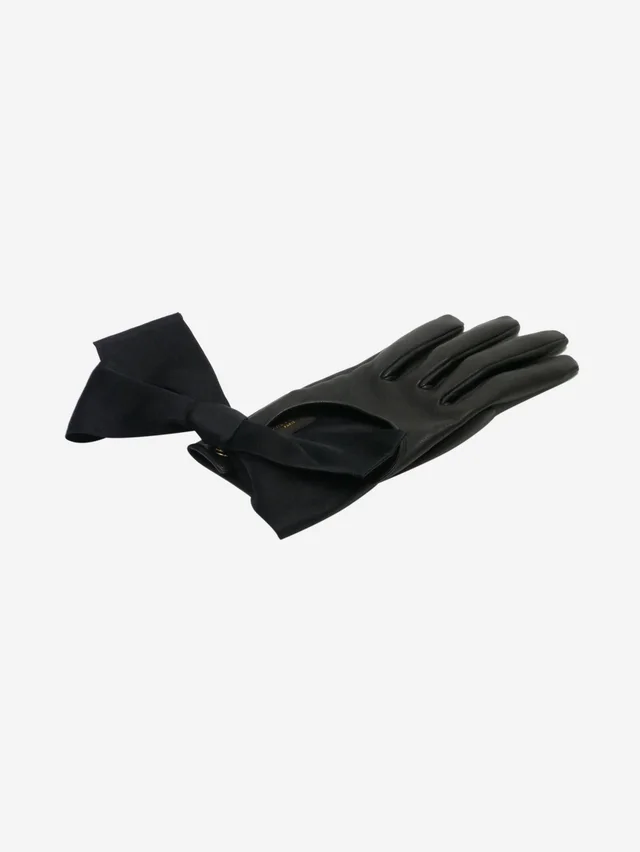 Louis Vuitton Black leather and silk gloves in Black Silk from Sign of the Times, photo 2 of 2