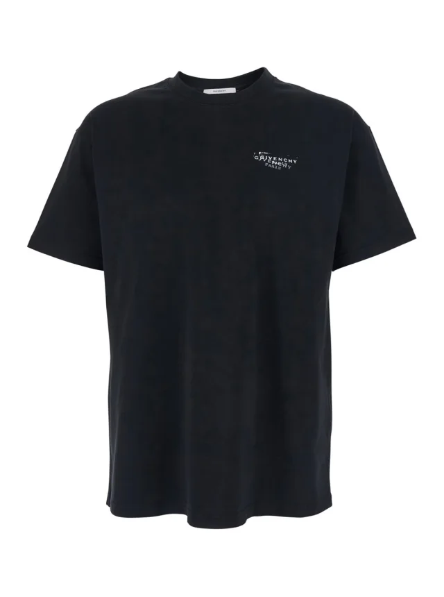 Black T-Shirt with Logo on the Front and Back In Cotton for Men in Black, image 1 of 1 from Gaudenzi Boutique