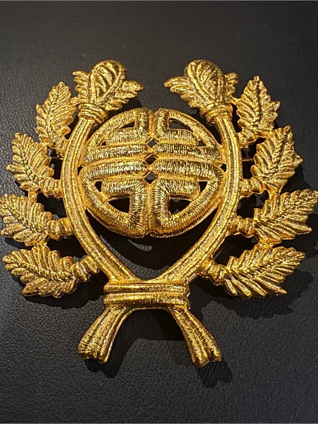 Givenchy Metallic Logo Paris New York Laurel Leaf Grand Brooch in gold from Poshmark, photo 1 of 1