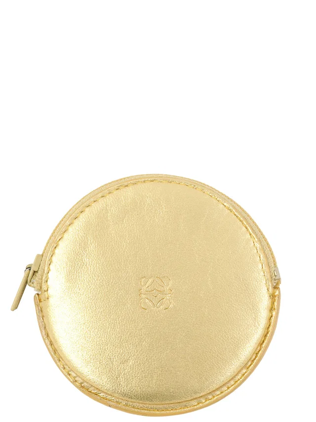 Loewe Nappa Leather Round Anagram Embossed Coin Purse Gold in Gold Nappa leather from VINTAGE QOO TOKYO