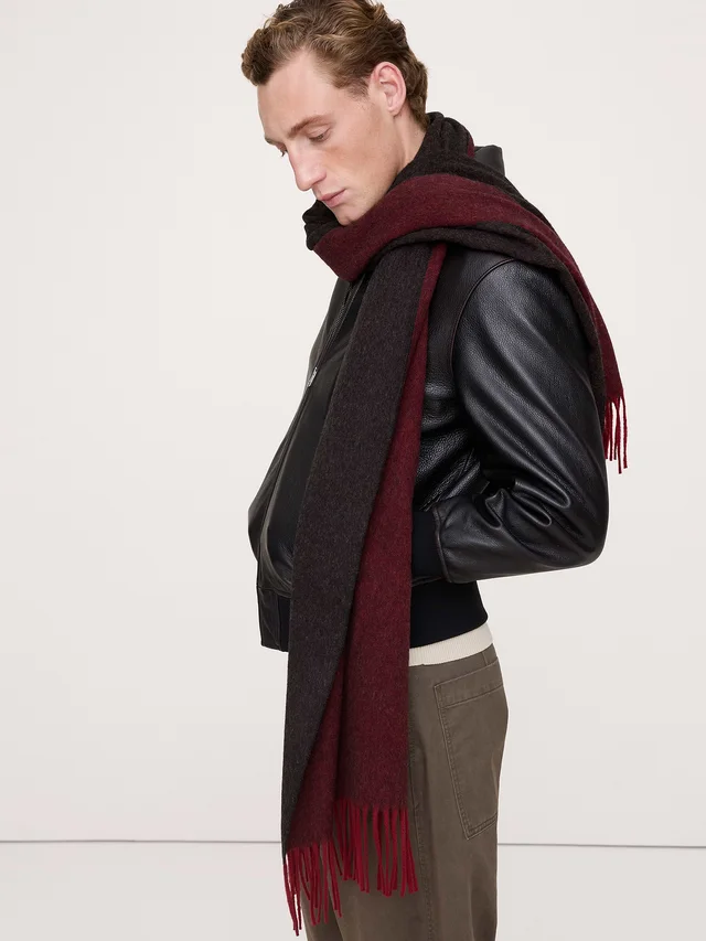 Banana Republic Italian Wool-Cashmere Scarf in Deep Red & Gray, photo 2 of 2 from Banana Republic (Canada)