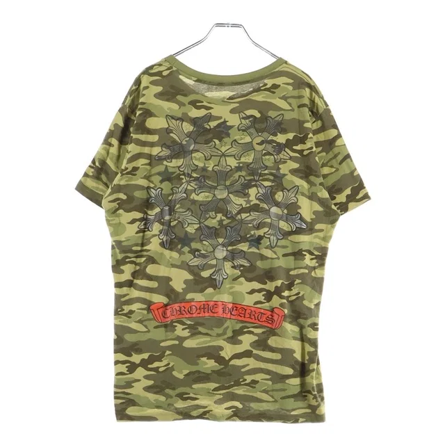 Chrome Hearts Vintage Star Short Sleeve Tee Print T-Shirt Camouflage Green in Green from The Reluxe