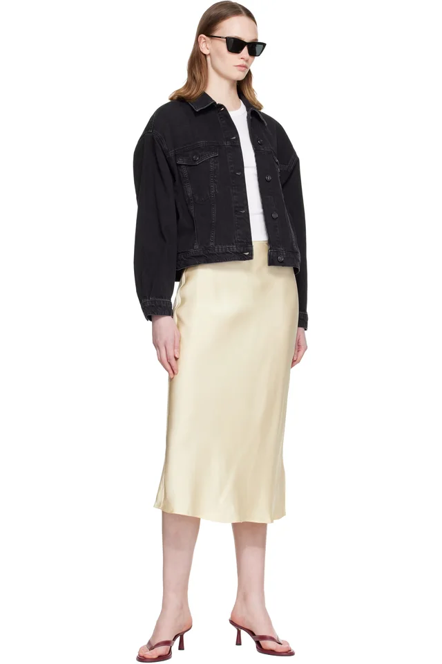 ANINE BING Yellow Bar Silk Midi Skirt, photo 4 of 4 from SSENSE