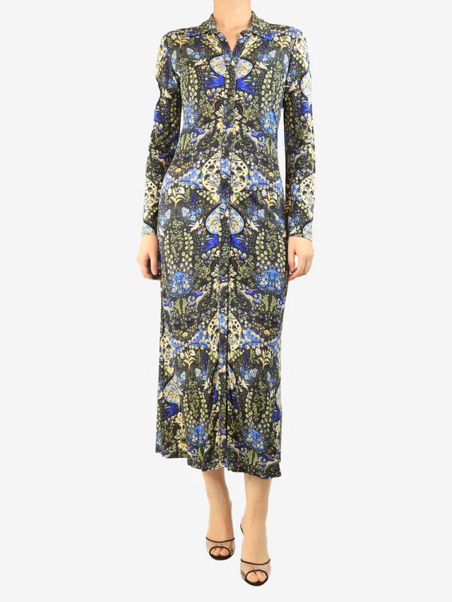 Etro Multicolour floral button-down midi dress - size UK 12 from Sign of the Times