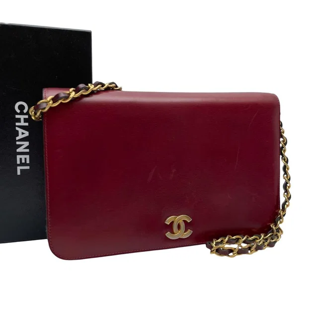 Chanel Leather CC Logo Chain Shoulder Bag Bordeaux Red in Burgundy Leather from The Reluxe