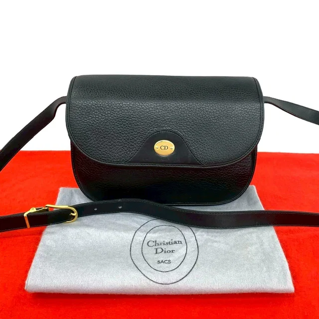 Dior Vintage CD Logo Leather Mini Shoulder Bag Crossbody Black in Black Leather from The Reluxe