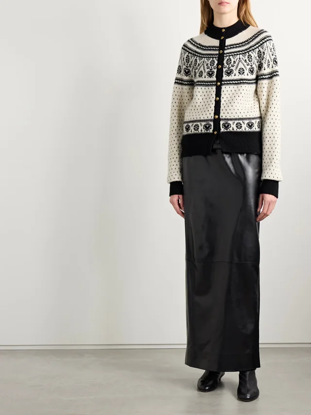 KHAITE Marc intarsia cashmere-blend cardigan in Beige, photo 2 of 2 from NET-A-PORTER (Canada)