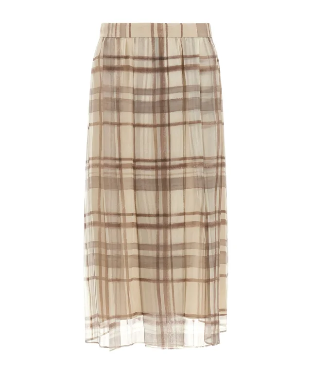 Brunello Cucinelli silk organza pleated skirt in macrocheck print from SENSER, photo 1 of 1
