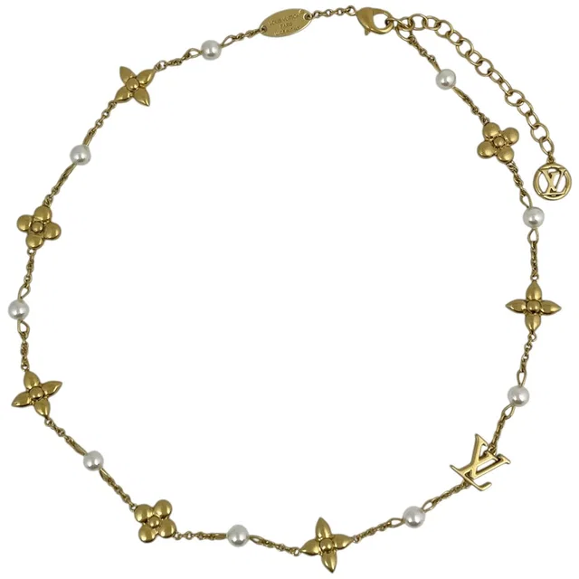 Louis Vuitton Necklace Faux Pearl Gold in Gold from The Reluxe