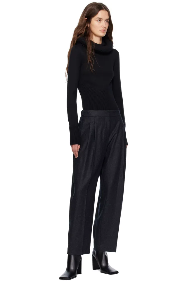 ALAÏA Black Sculptural Hood Ribbed Knit Turtleneck, photo 5 of 5 from SSENSE