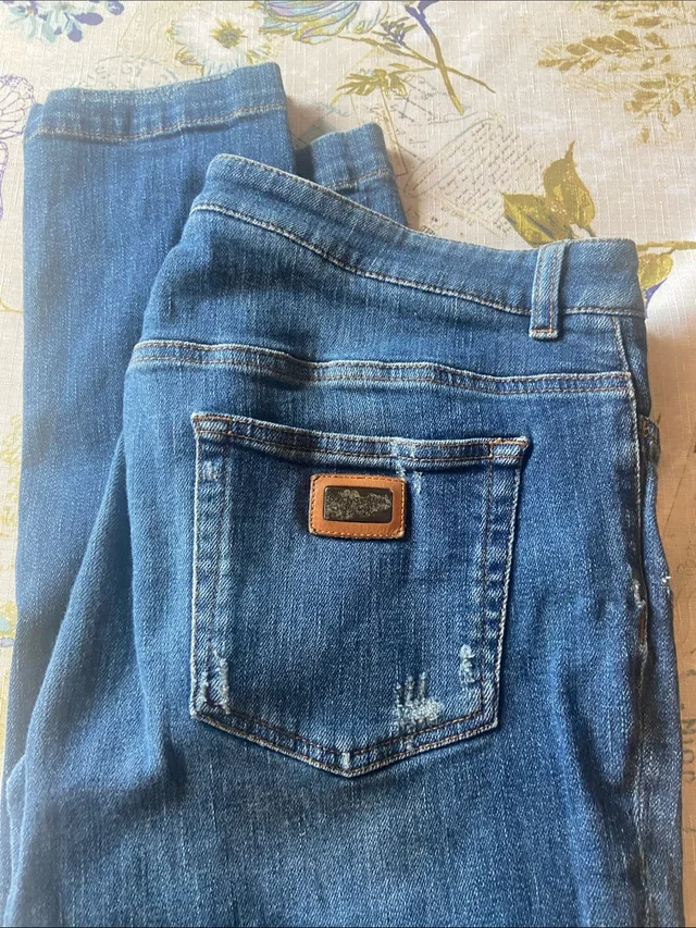 Dolce & Gabbana Women's Blue Straight-Leg Denim Jeans in blue Denim from Poshmark