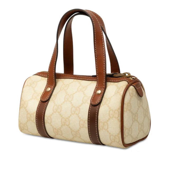 White Gucci Mini GG Supreme Joy Boston Bag in White Coated canvas from Designer Revival, photo 2 of 2