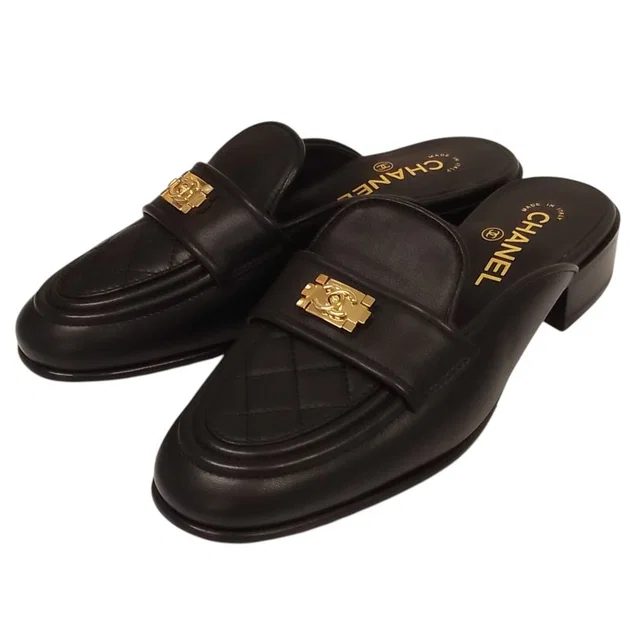Chanel Boy Quilted Sandals Black 38 in Black Leather from The Reluxe