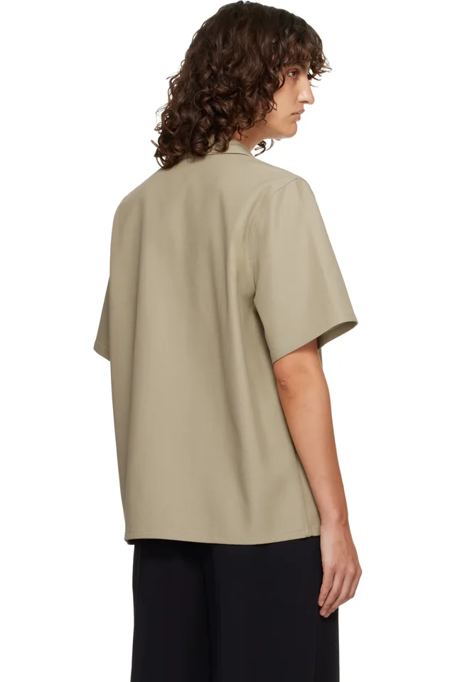 LE17SEPTEMBRE Beige Twill Short Sleeve Shirt, photo 3 of 4 from SSENSE