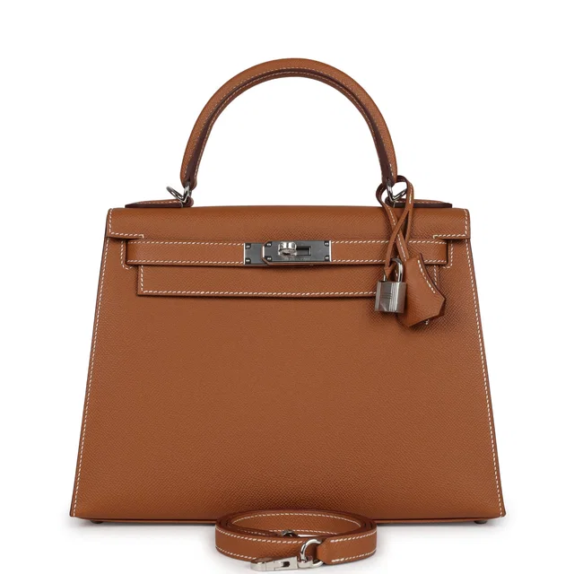 Hermès Kelly Sellier 28 Gold Epsom Palladium Hardware in Gold Epsom leather from Madison Avenue Couture