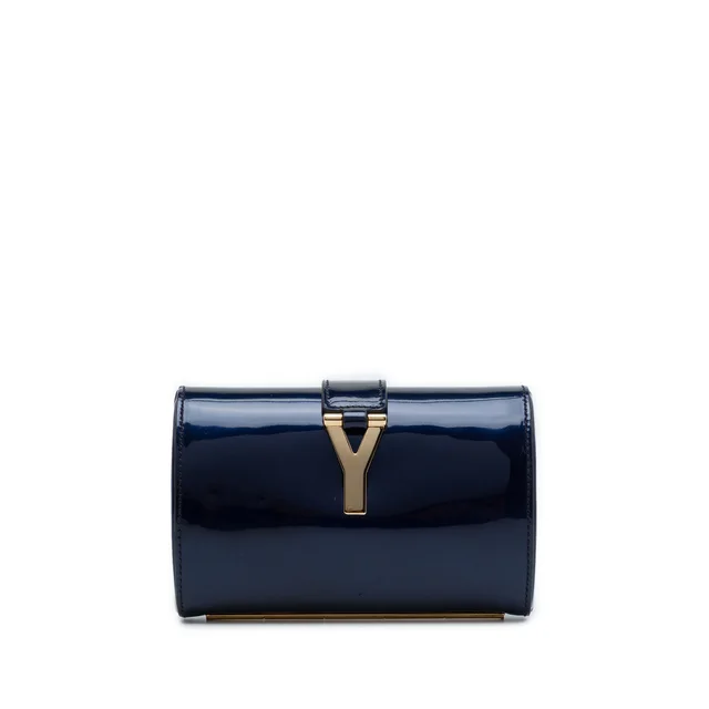 Blue Saint Laurent Edition Soi Patent Chyc Ligne Evening Clutch in Blue Patent leather from Designer Revival, photo 1 of 1