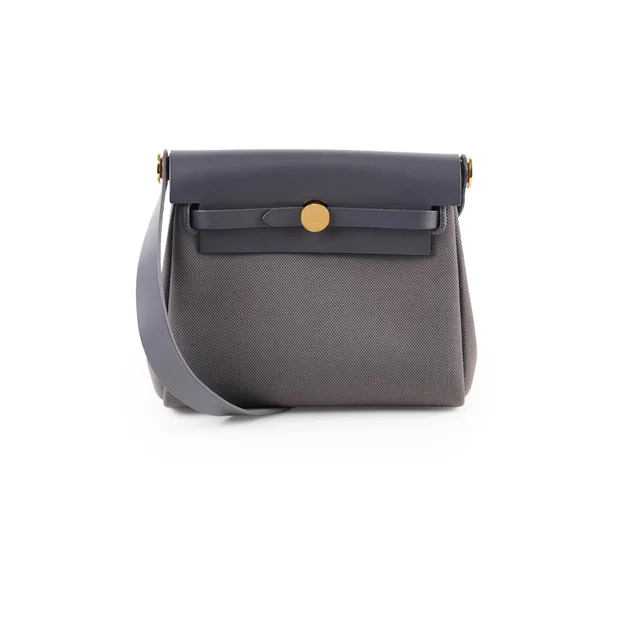 Hermès Herbag Mini 20 Ardoise (Grey) - K Stamp in Grey Canvas from The Purse Affair
