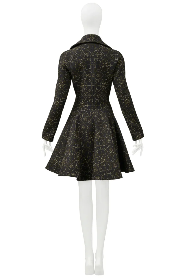 Alaïa Black Coat With Metallic Gold Embroidery in Black Cashmere from Resurrection Vintage, photo 12 of 12