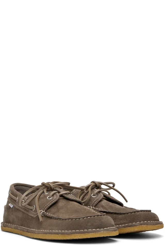 AMI Paris Taupe Suede Boat Shoes, photo 4 of 5 from SSENSE