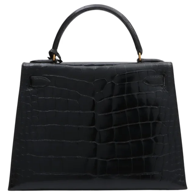 Hermès 1991 Alligator Kelly 28 Black in Black Crocodile from VINTAGE QOO TOKYO, photo 2 of 17