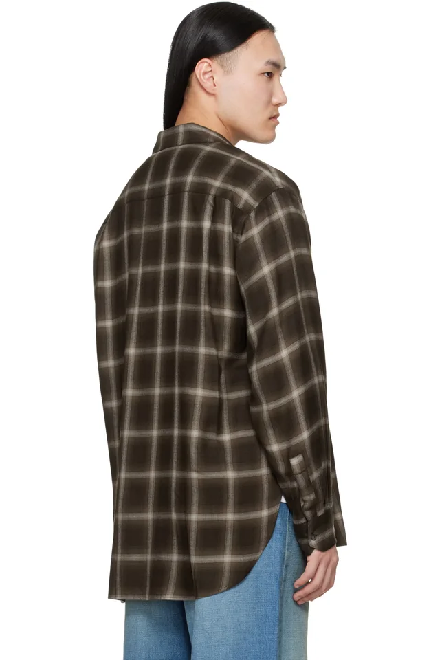 ssstein Brown Check Oversized LS Shirt, photo 3 of 4 from SSENSE