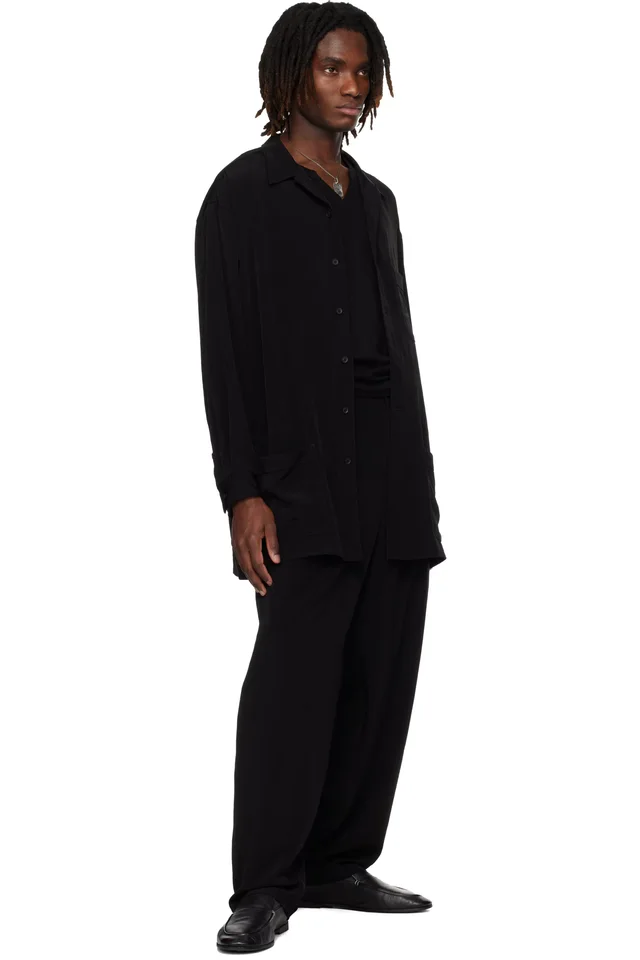 YOHJI YAMAMOTO Black TA Tuxedo 1 Tuck Trousers, photo 4 of 4 from SSENSE