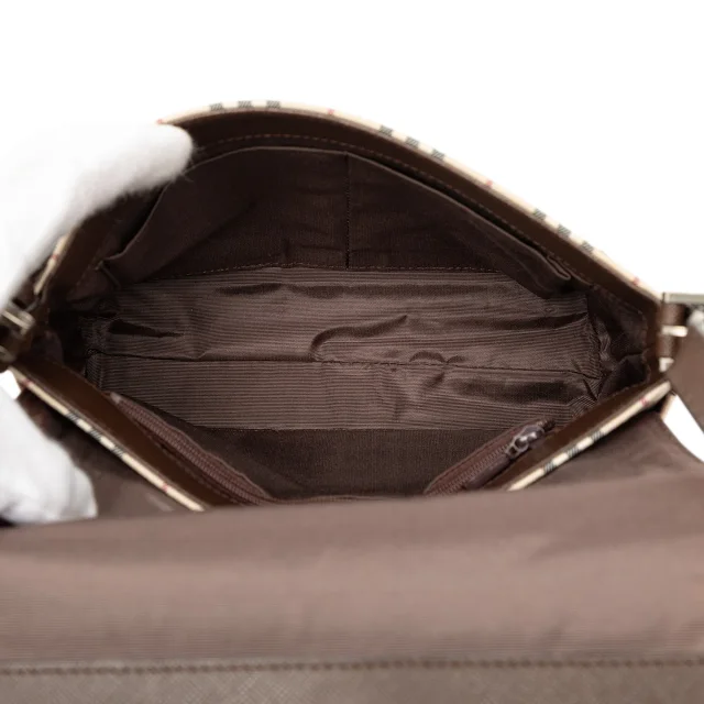 Beige Burberry House Check Canvas Flap Crossbody in Beige Canvas from Designer Revival, photo 4 of 6