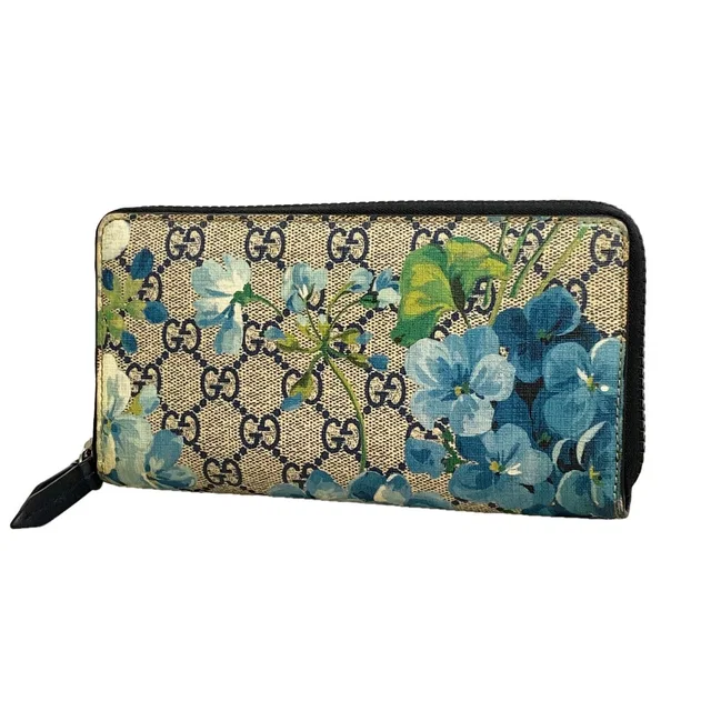 Gucci Wallet GG Blooms Blue Silver in Blue from The Reluxe