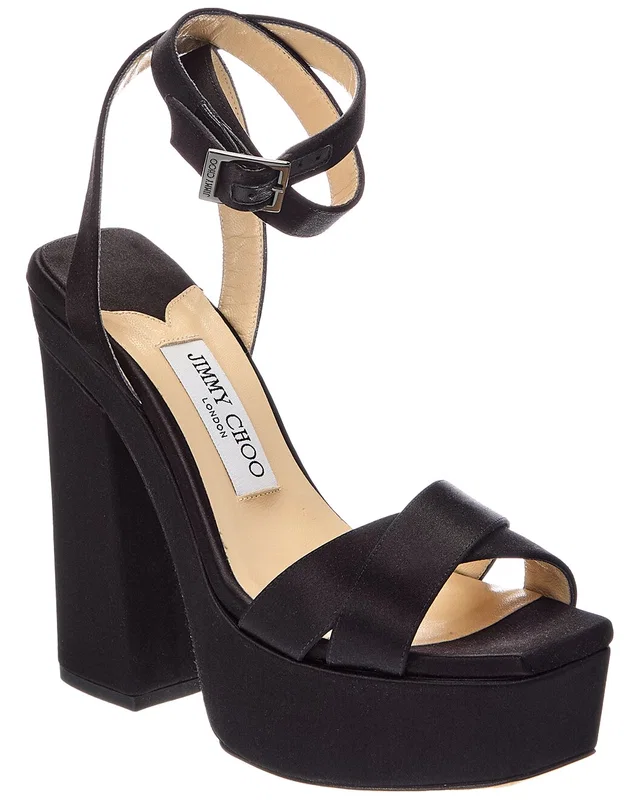 Jimmy Choo Gaia 140 Satin Platform Sandal, image 1 of 1 from Gilt
