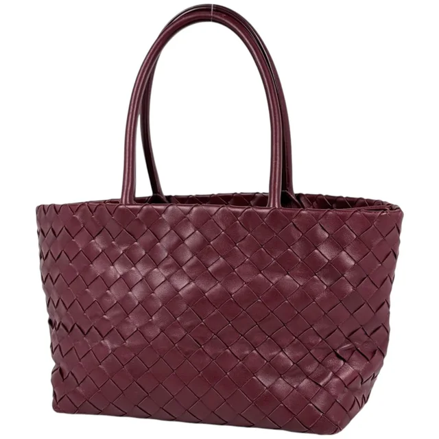 Bottega Veneta Handbag Intrecciato Leather Bordeaux in Burgundy Woven leather from The Reluxe