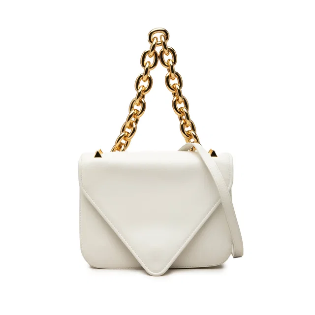 White Bottega Veneta Small Leather Mount Envelope Chain Bag Satchel in White Leather from Designer Revival