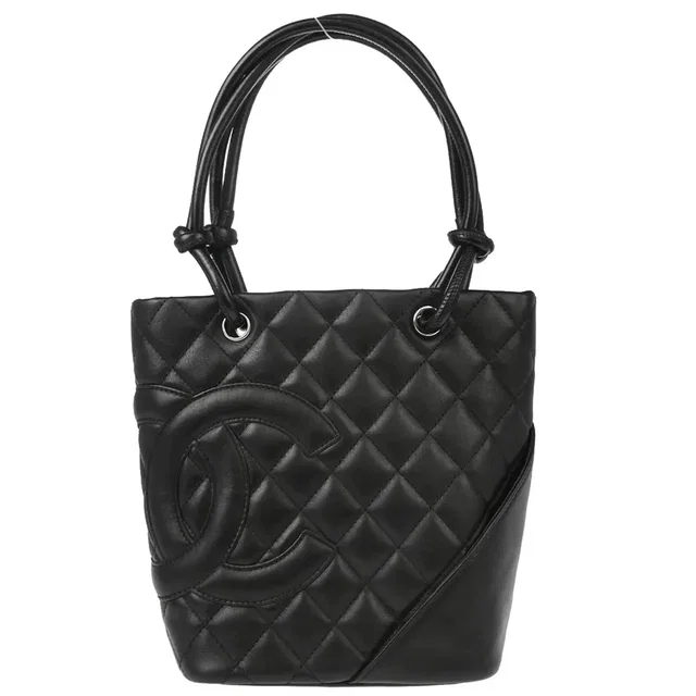 Chanel 2003-2004 Black Calfskin Cambon Ligne Tote Handbag in Black Calfskin from AMORE Vintage Tokyo